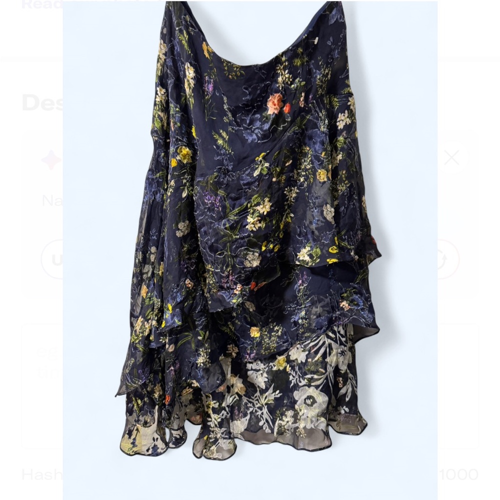 Preen by Thornton Bregazzi Tiered Floral Whimsigoth Velvet Silk Skirt Size XL